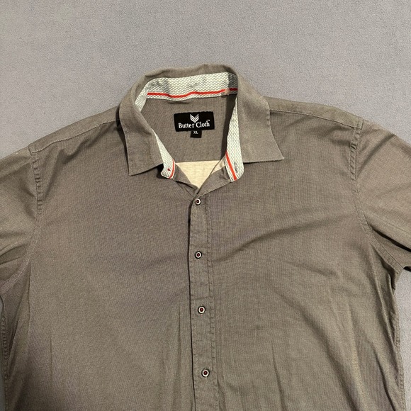 Butter Cloth Button Up Shirt Long Sleeve Collared Stretch Gray Mens Size XL - Picture 3 of 14